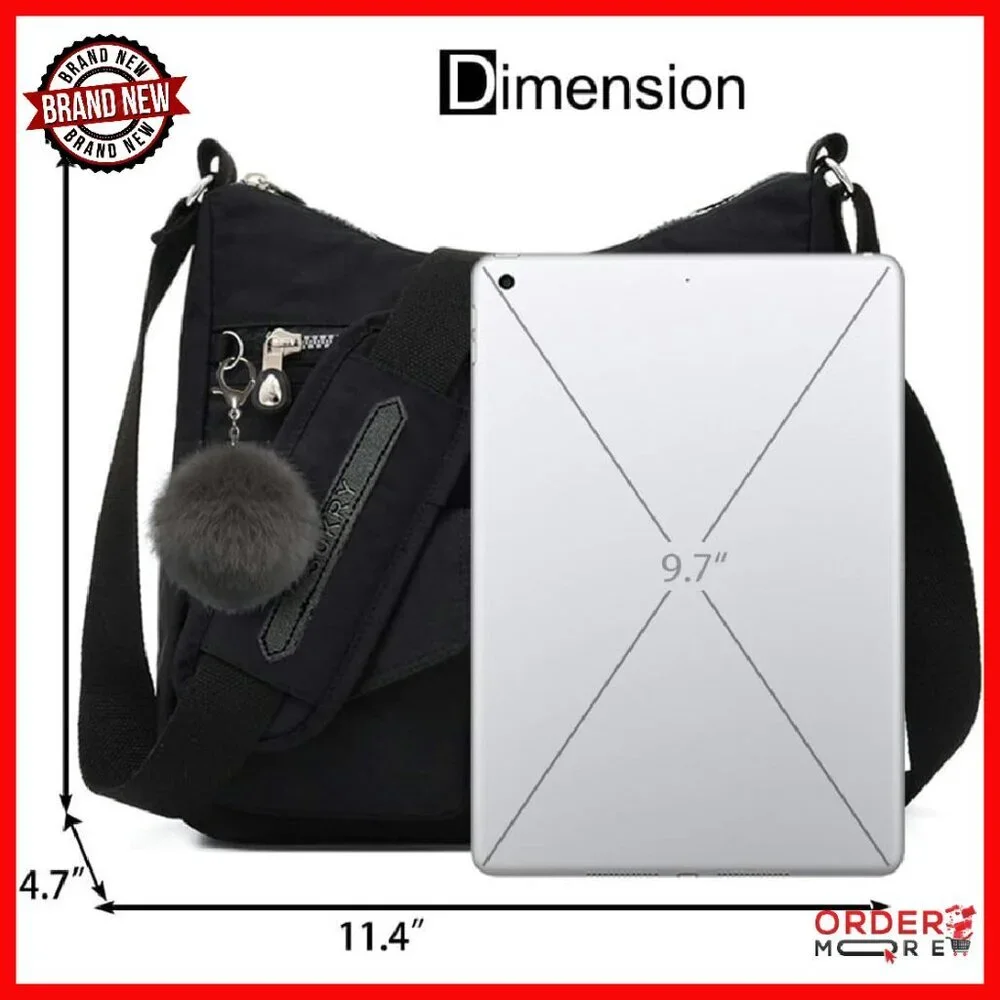 Waterproof Nylon Crossbody Bag with RFID Pocket, 11.4x4.7x11 - Picture 4 of 8